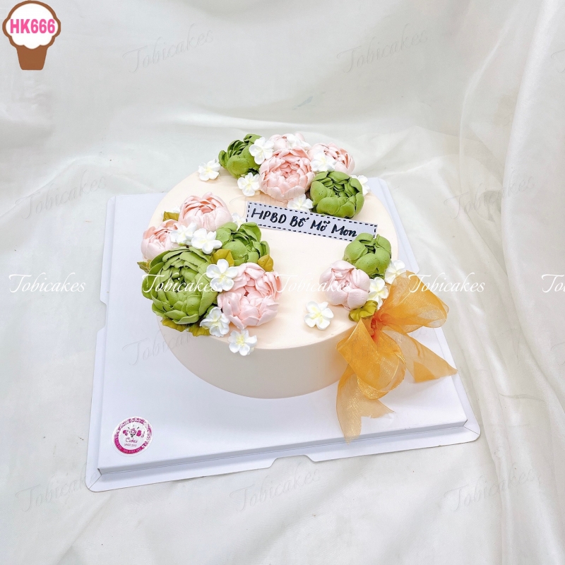 HK666 - BÁNH SINH NHẬT HOA KEM TONE MÀU PASTEL CỰC YÊU