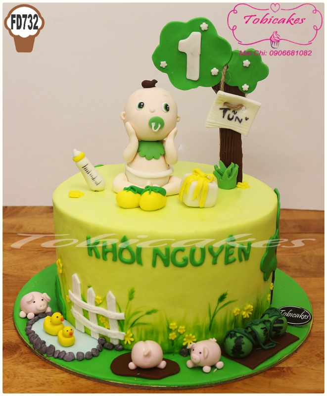 BÁNH SINH NHẬT TẠO HÌNH BÉ TRAI TRÊN NÔNG TRẠI SUNG TÚC