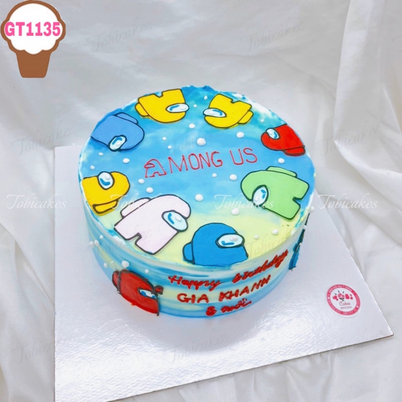 GT1135 - BÁNH SINH NHẬT VẼ HÌNH AMONG US ĐÁNG YÊU DÀNH CHO CÁC BÉ TRAI
