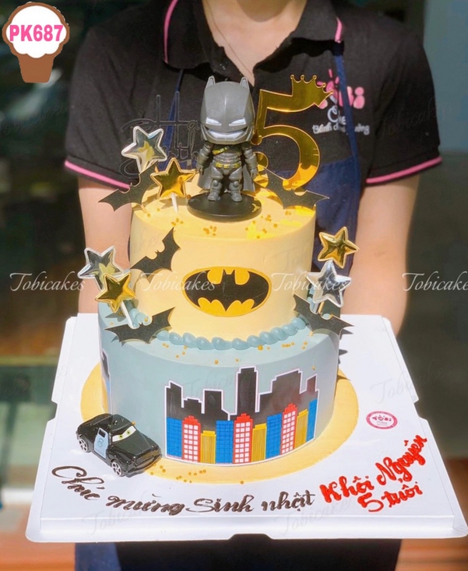 PK687 - BÁNH SINH NHẬT 2 TẦNG CHỦ ĐỀ BATMAN NGƯỜI DƠI SIÊU ẤN TƯỢNG DÀNH CHO CÁC BÉ TRAI