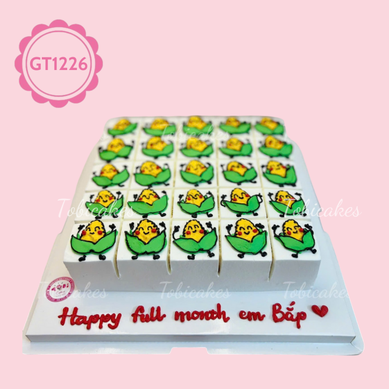 GT1226 – Bánh sinh nhật cắt miếng Bắp Ngô cười tít mắt