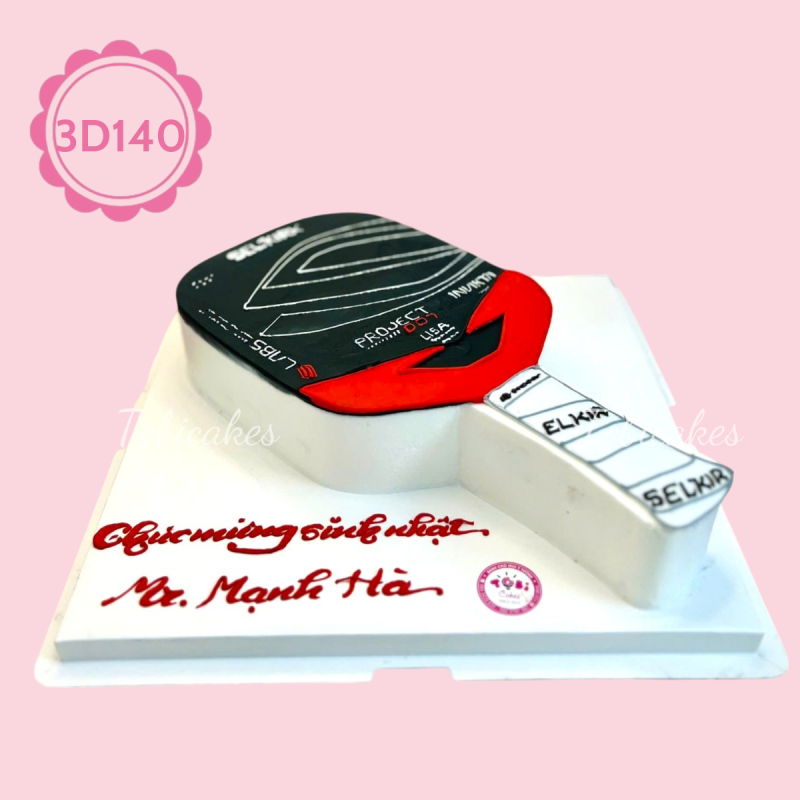 3D140 - Bánh sinh nhật "Cú Smash Tuổi Mới" – Hình cây vợt Pickleball