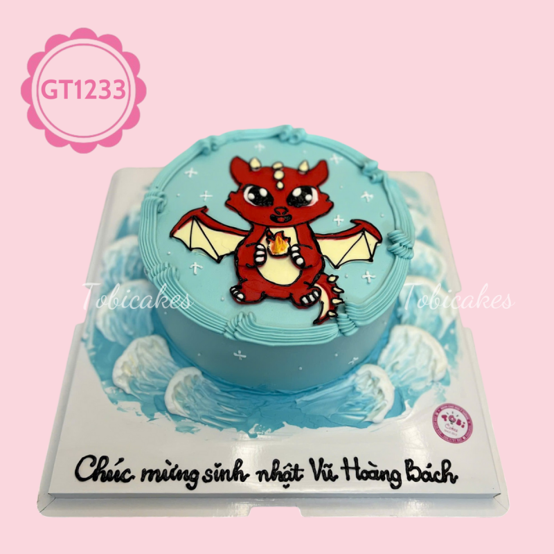 GT1233 – Bánh sinh nhật Rồng Đỏ Chibi Đang Yêu