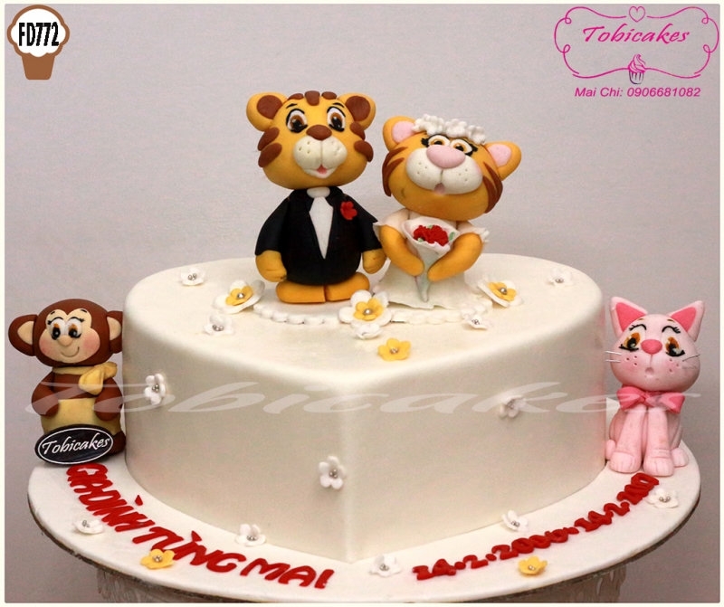 BÁNH KỶ NIỆM NGÀY CƯỚI VỢ CHỒNG HỔ VÀ 2 CON