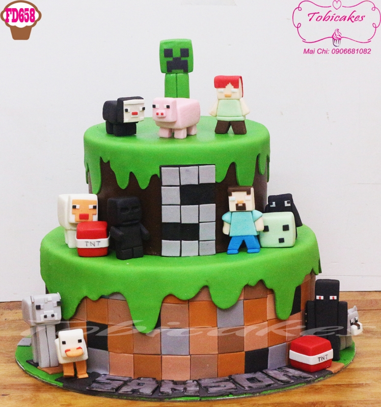 BÁNH SINH NHẬT TRANG TRÍ CHỦ ĐỀ GAME MINE CRAFT
