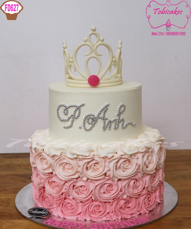 BÁNH SINH NHẬT TẠO HÌNH VƯƠNG MIỆN MÀU HỒNG OMBRE