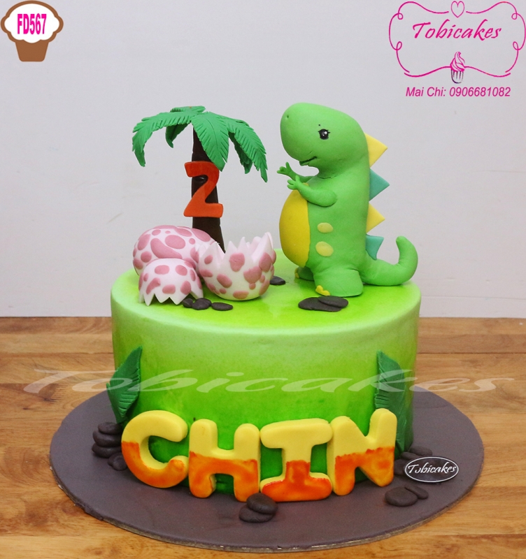 BÁNH SINH NHẬT TẠO HÌNH CHÚ KHỦNG LONG XANH