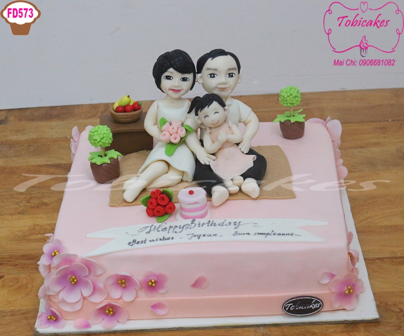 [FD573] BÁNH SINH NHẬT TẠO HÌNH CHIBI CẢ GIA ĐÌNH