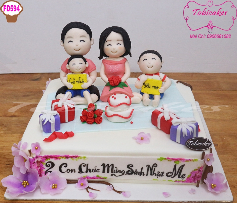 [FD594] BÁNH SINH NHẬT TẠO HÌNH CHIBI CẢ GIÀ ĐÌNH
