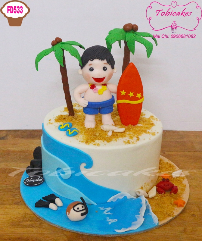 BÁNH SINH NHẬT CHỦ ĐỀ BÉ ĐI BIỂN
