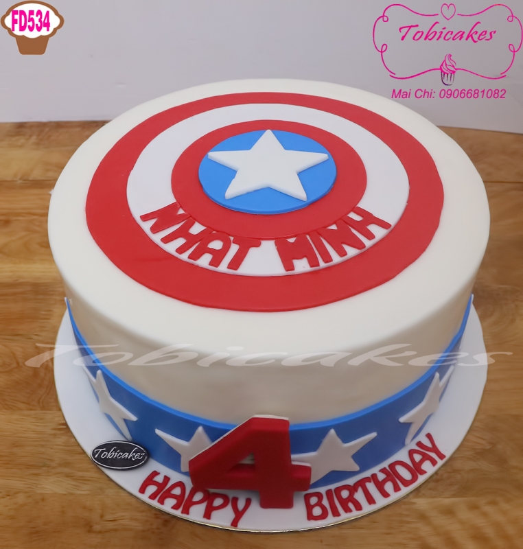 BÁNH SINH NHẬT TRANG TRÍ HÌNH BIỂU TƯỢNG CAPTAIN AMERICA
