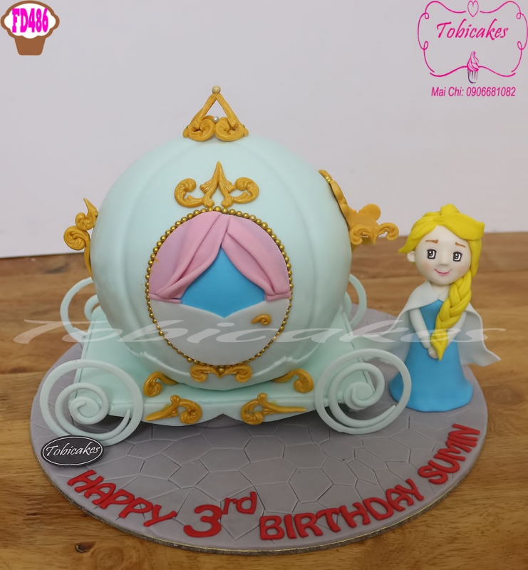 BÁNH SINH NHẬT TAO HÌNH CỖ XE VÀ ELSA