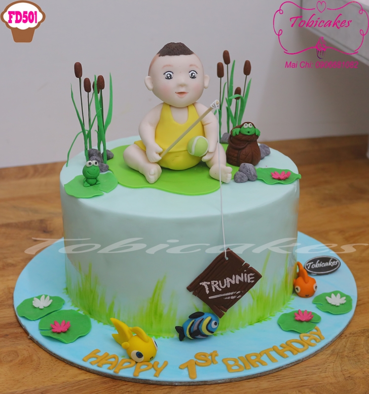 BÁNH SINH NHẬT TAO HÌNH BÉ TRAI CÂU CÁ