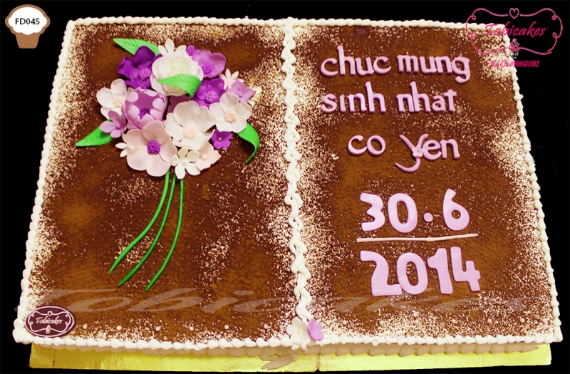 BÁNH SINH NHẬT TRANG TRÍ HOA GUM HÌNH QUYỂN VỞ