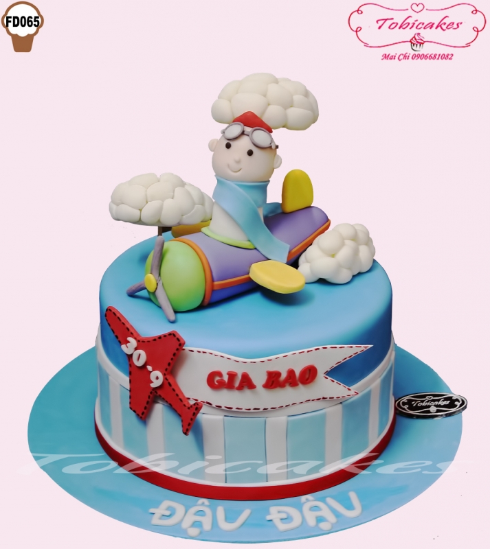 BÁNH SINH NHẬT TẠO HÌNH CẬU BÉ NGỒI LÁI MÁY BAY