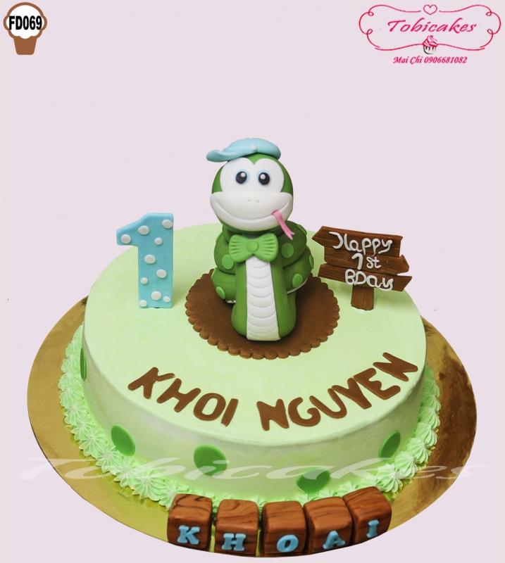 BÁNH SINH NHẬT TẠO HÌNH RẮN XANH DÀNH CHO BÉ TRAI