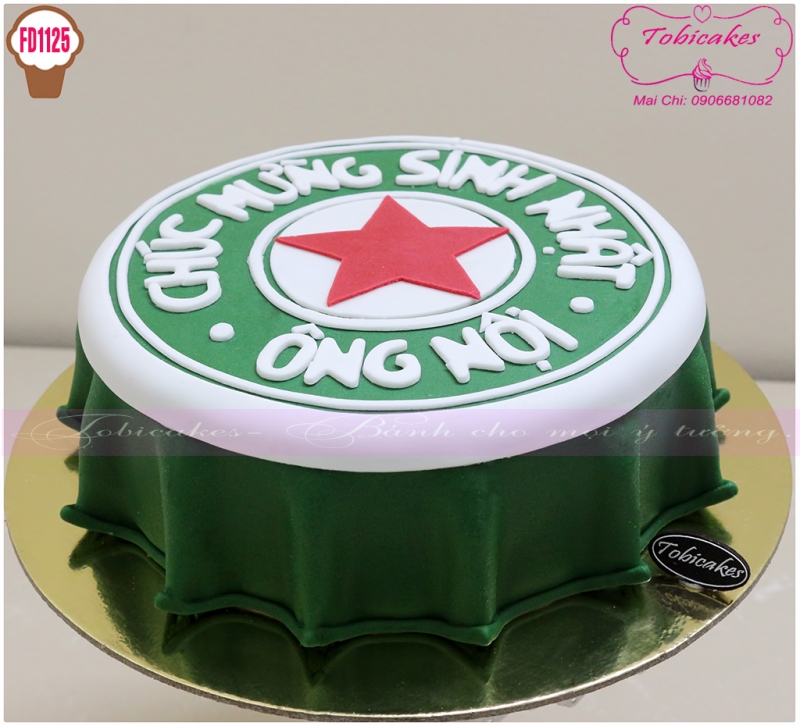 [FD1125] BÁNH SINH NHẬT TẠO HÌNH NẮP CHAI BIA HENIKEN