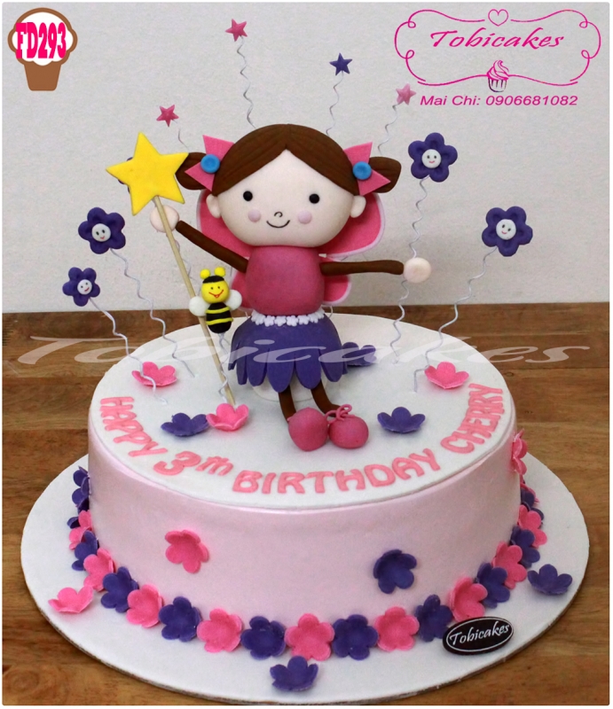 [FD293] BÁNH SINH NHẬT TẠO HÌNH BÚP BÊ HOA