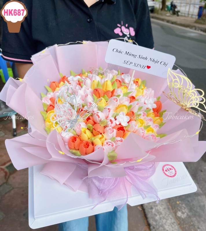 HK687 - BÁNH SINH NHẬT BÓ HOA LỚN TẶNG SẾP NỮ, PHÁI NỮ 8/3 20/11 HK687 - BÁNH SINH NHẬT BÓ HOA LỚN TẶNG SẾP NỮ, PHÁI NỮ 8/3 20/11
